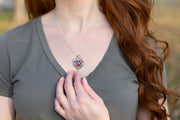opal heart pendant with cremation ash